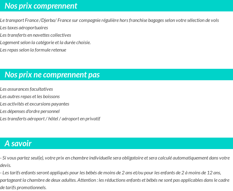 Conditions tarifaires