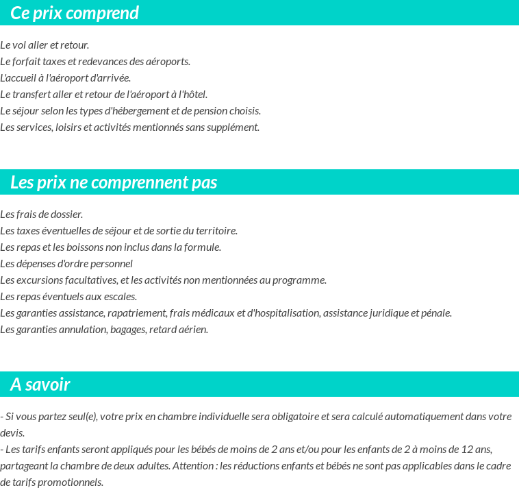 Conditions tarifaires