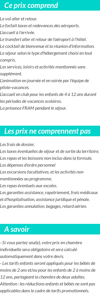 Conditions tarifaires