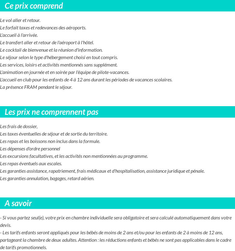 Conditions tarifaires