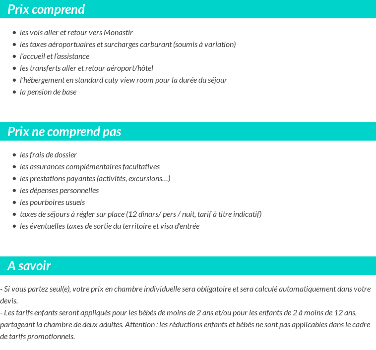 Conditions tarifaires