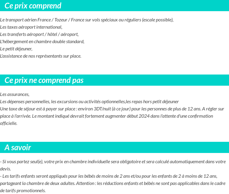 Conditions tarifaires