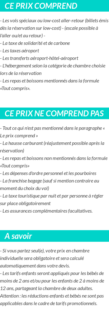 Conditions tarifaires