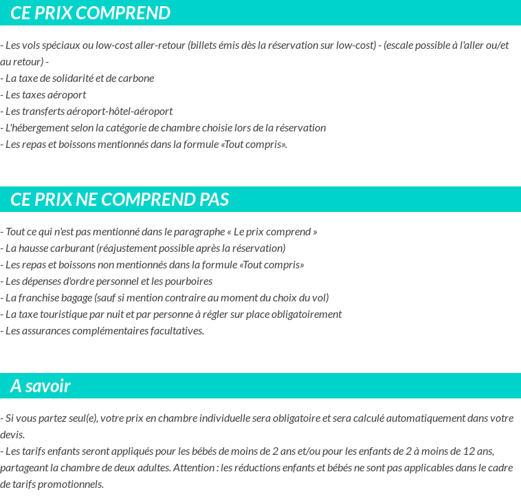 Conditions tarifaires