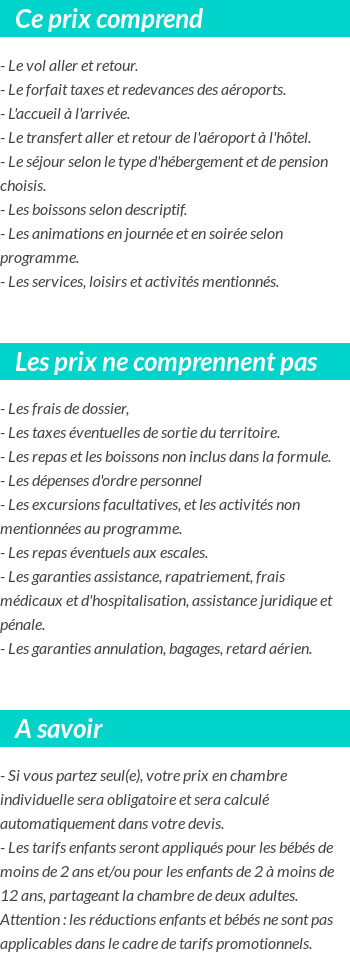 Conditions tarifaires