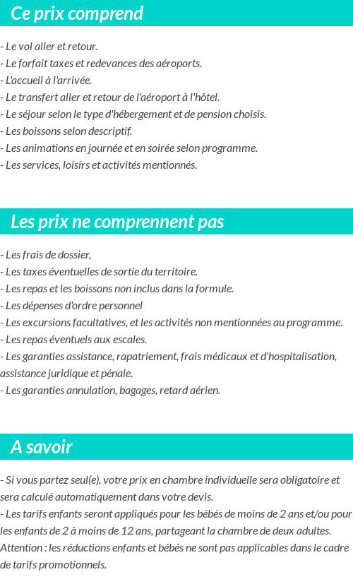 Conditions tarifaires