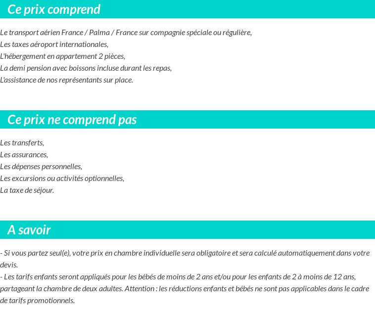 Conditions tarifaires