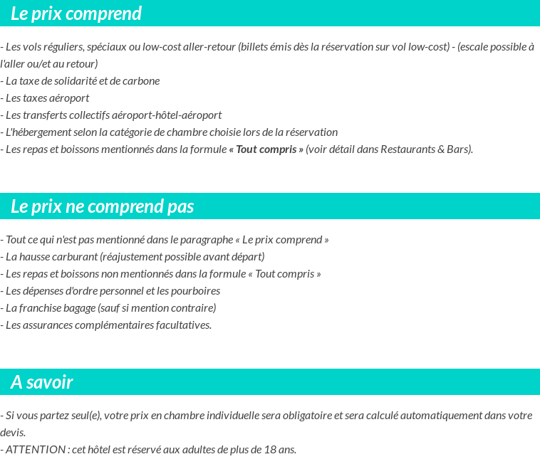 Conditions tarifaires