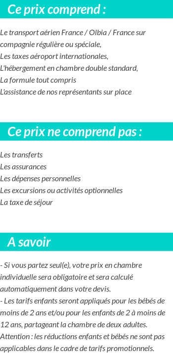 Conditions tarifaires