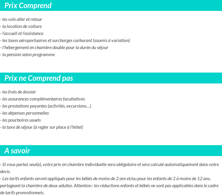 Conditions tarifaires