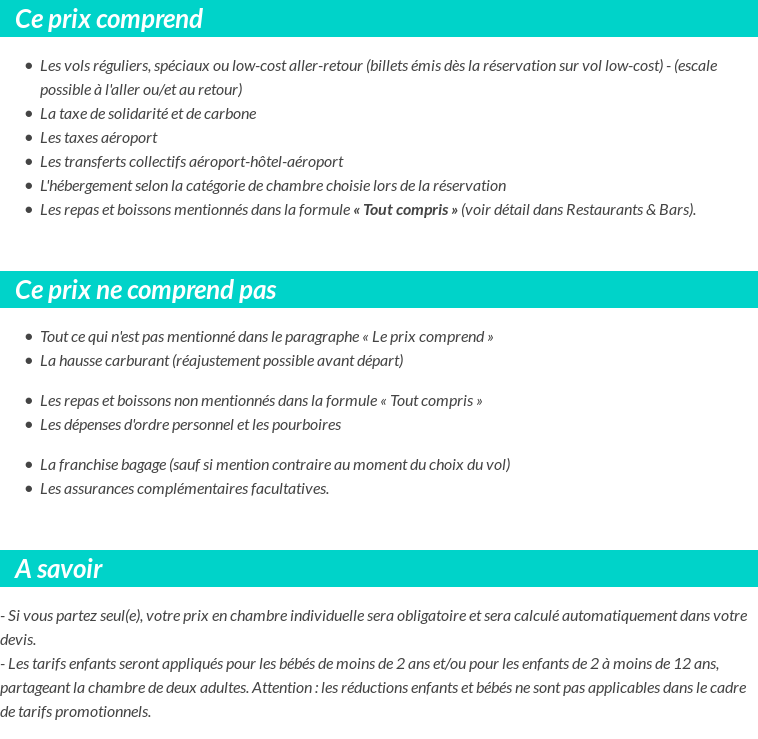 Conditions tarifaires