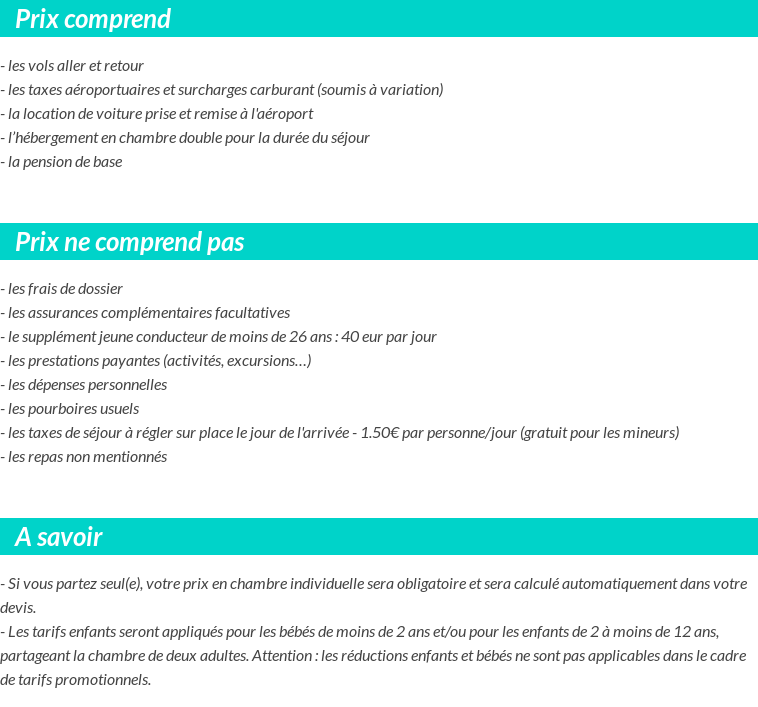 Conditions tarifaires