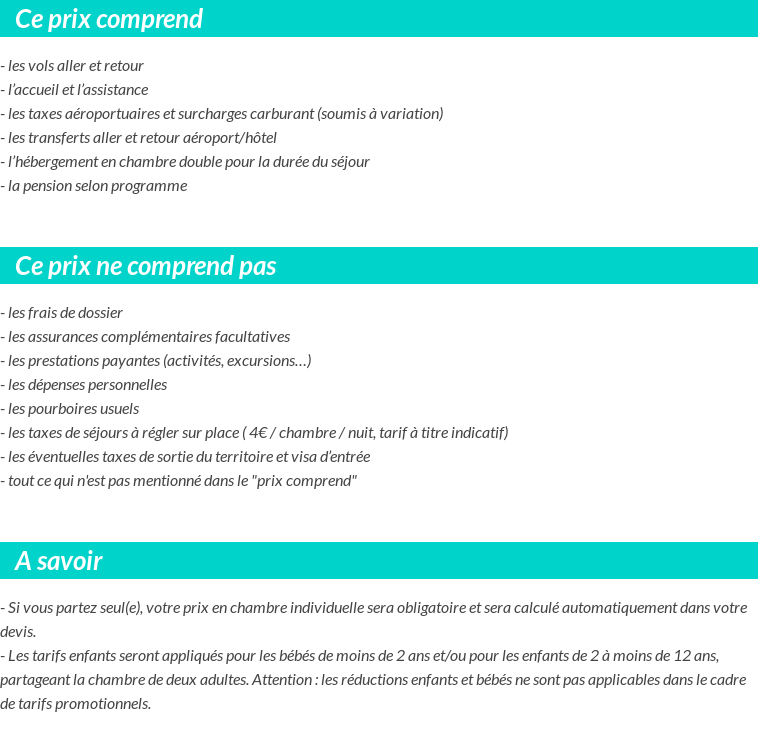 Conditions tarifaires
