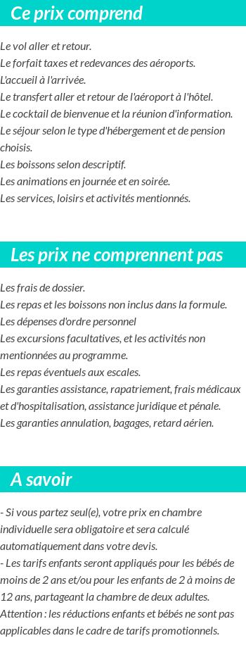 Conditions tarifaires