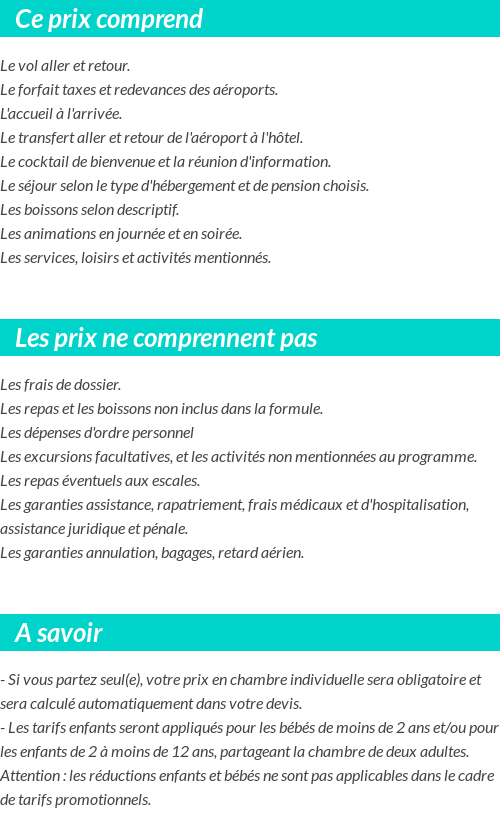 Conditions tarifaires
