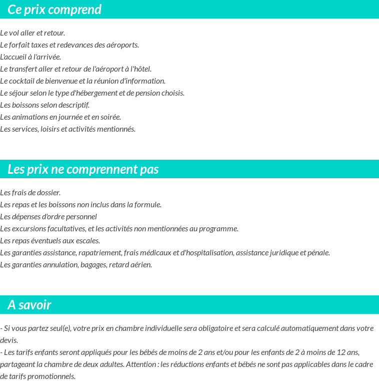 Conditions tarifaires