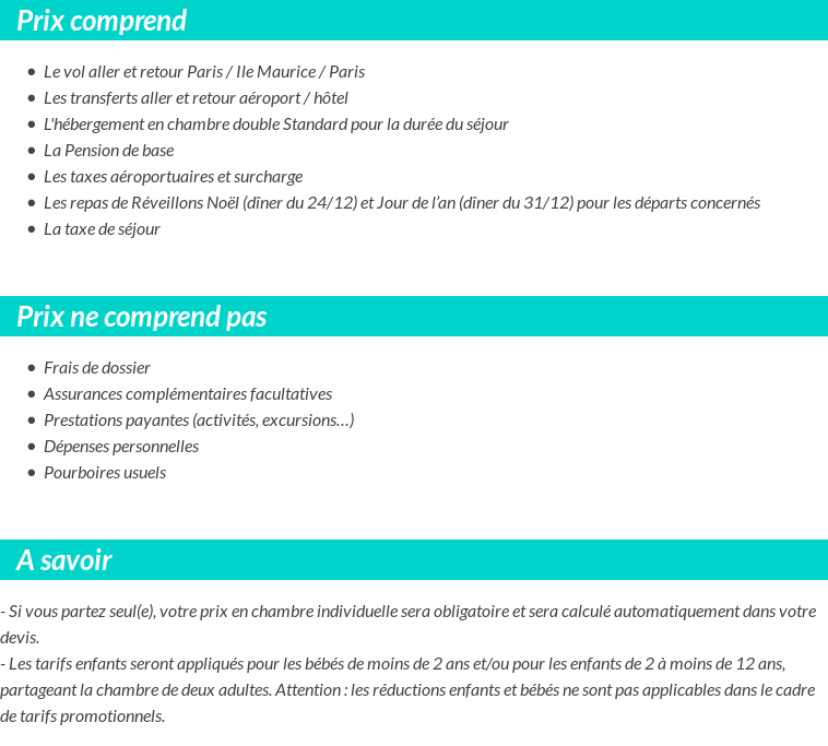 Conditions tarifaires