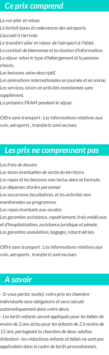 Conditions tarifaires