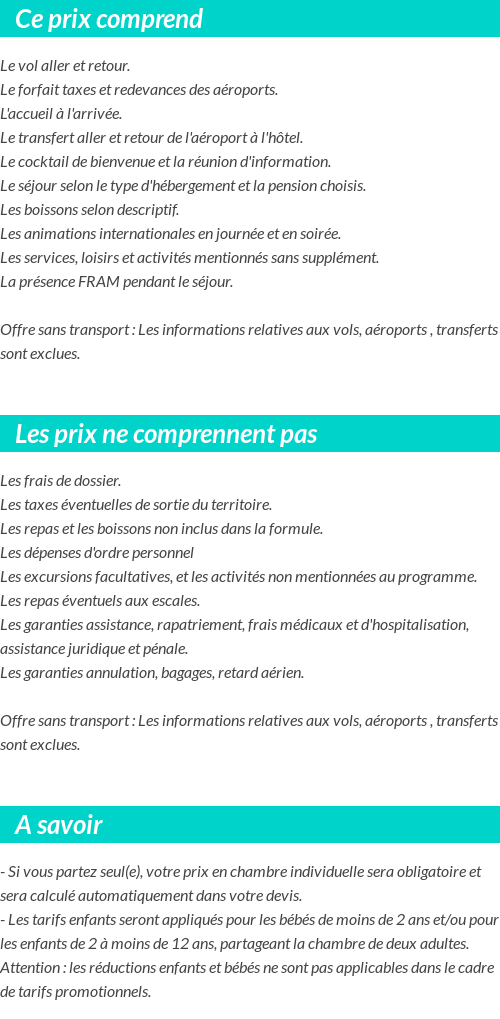 Conditions tarifaires