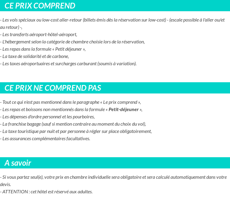 Conditions tarifaires