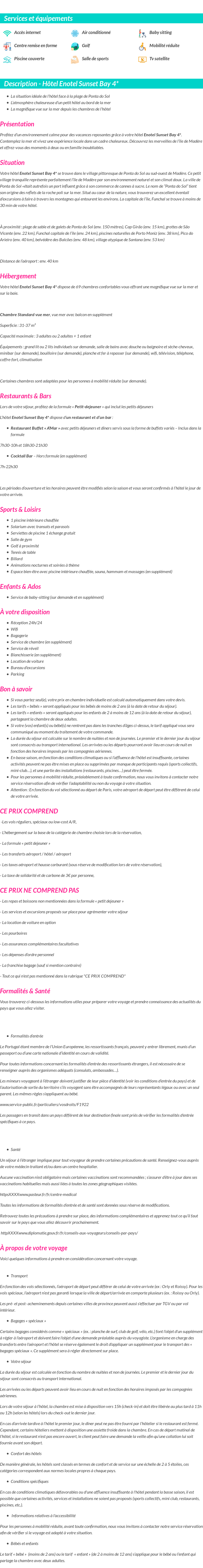 Détails du séjour