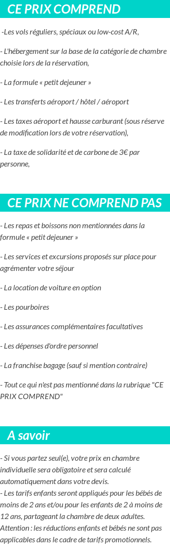 Conditions tarifaires