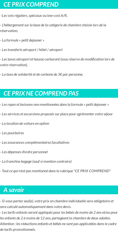 Conditions tarifaires