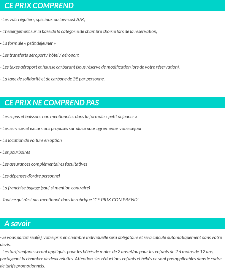 Conditions tarifaires