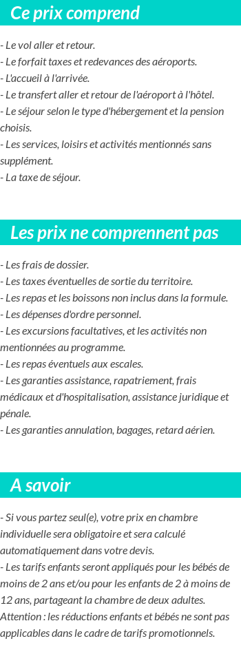 Conditions tarifaires