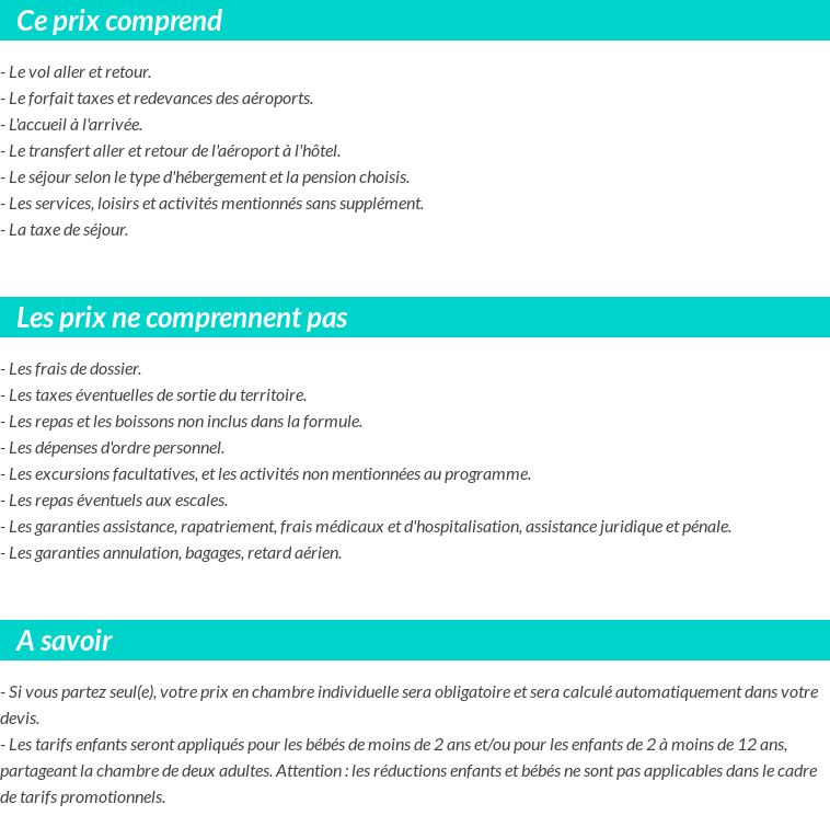 Conditions tarifaires