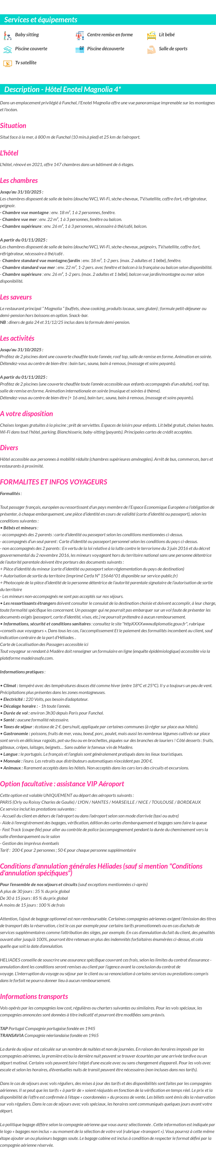 Détails du séjour