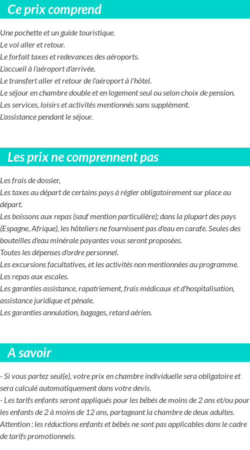 Conditions tarifaires