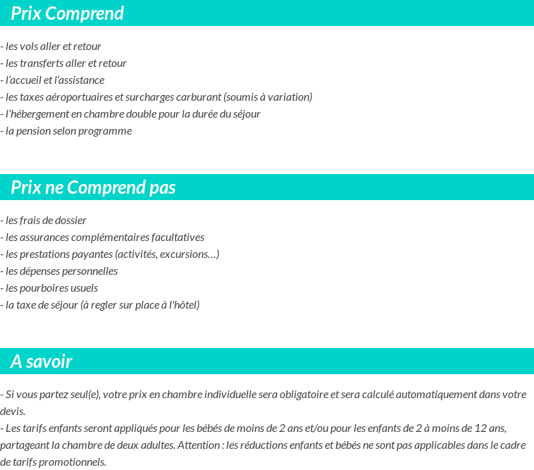 Conditions tarifaires