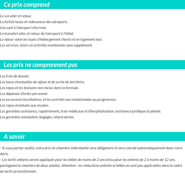 Conditions tarifaires