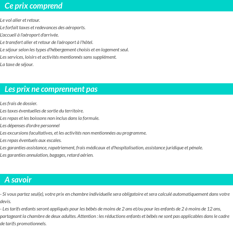 Conditions tarifaires