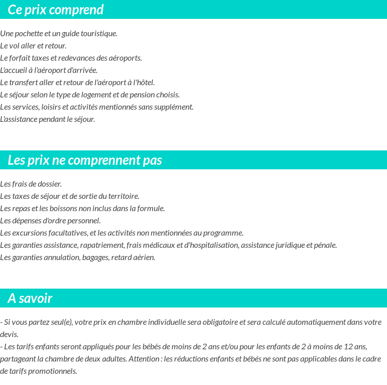 Conditions tarifaires