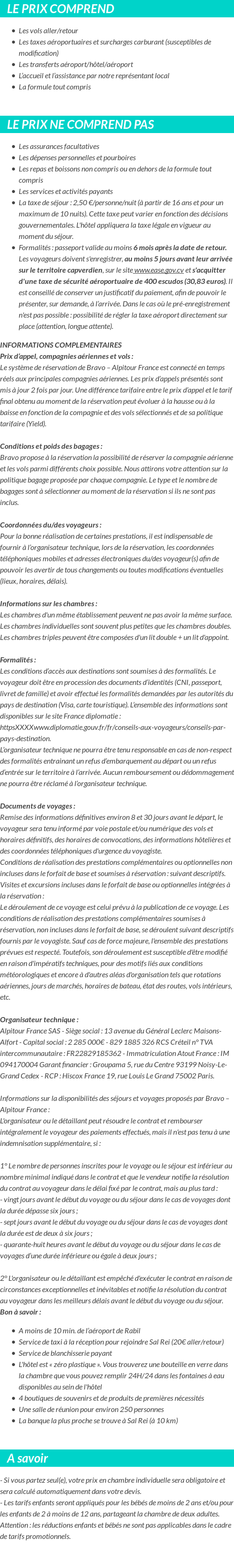 Conditions tarifaires