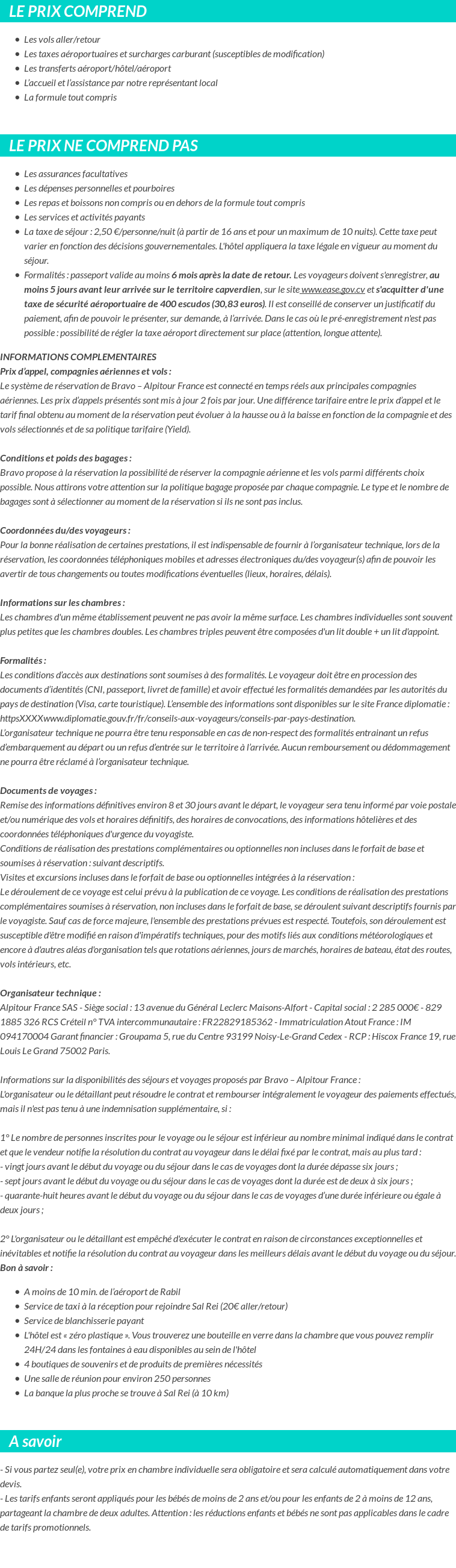 Conditions tarifaires