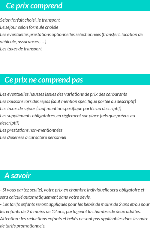 Conditions tarifaires