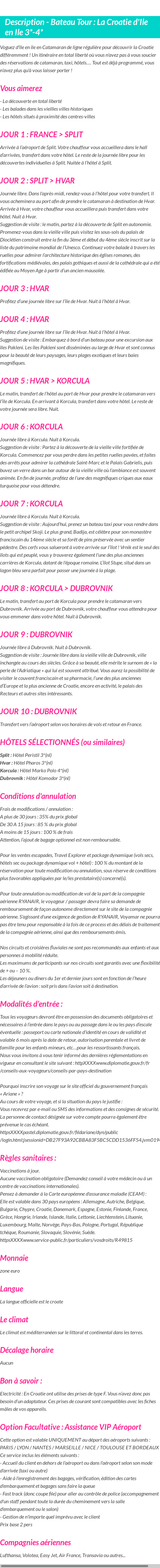 Détails du séjour