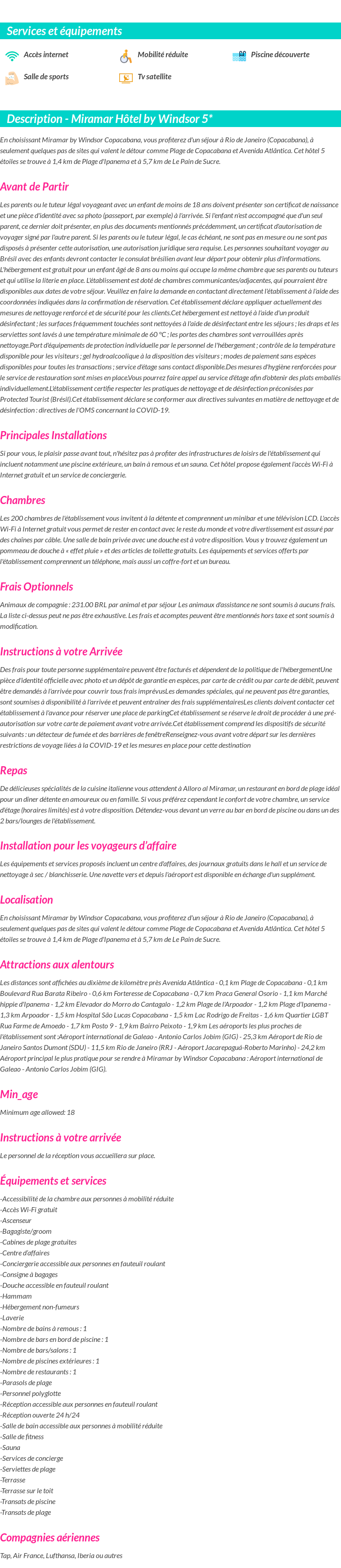 Détails du séjour