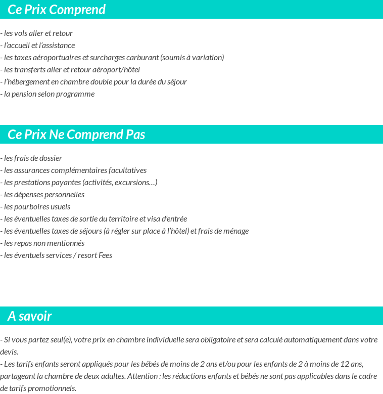 Conditions tarifaires