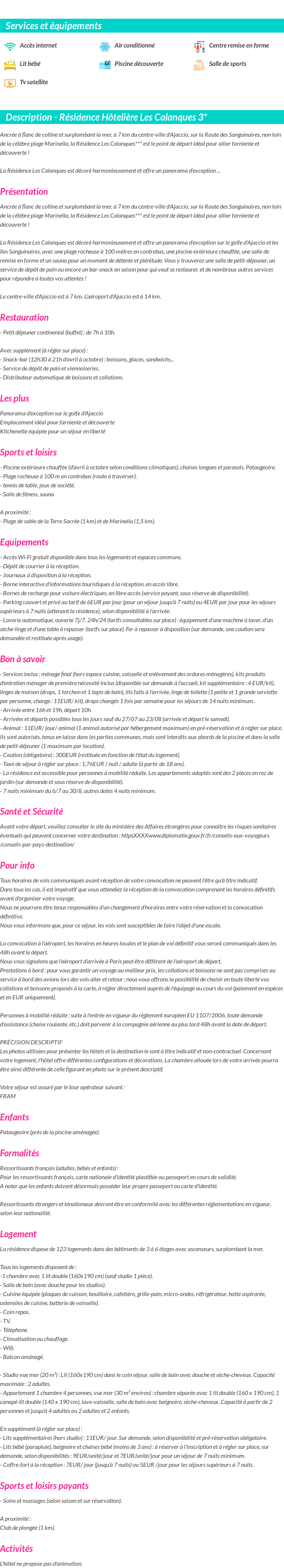 Détails du séjour