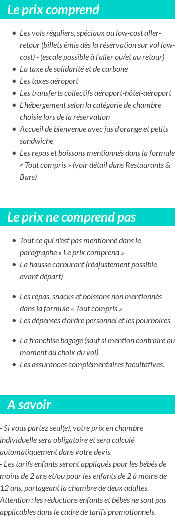 Conditions tarifaires