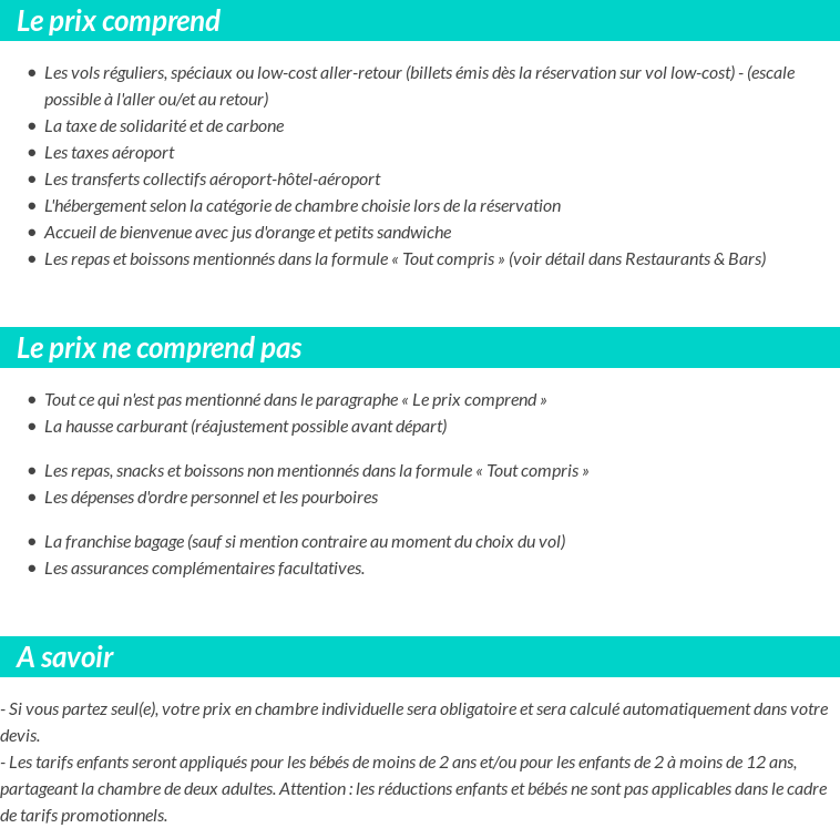 Conditions tarifaires