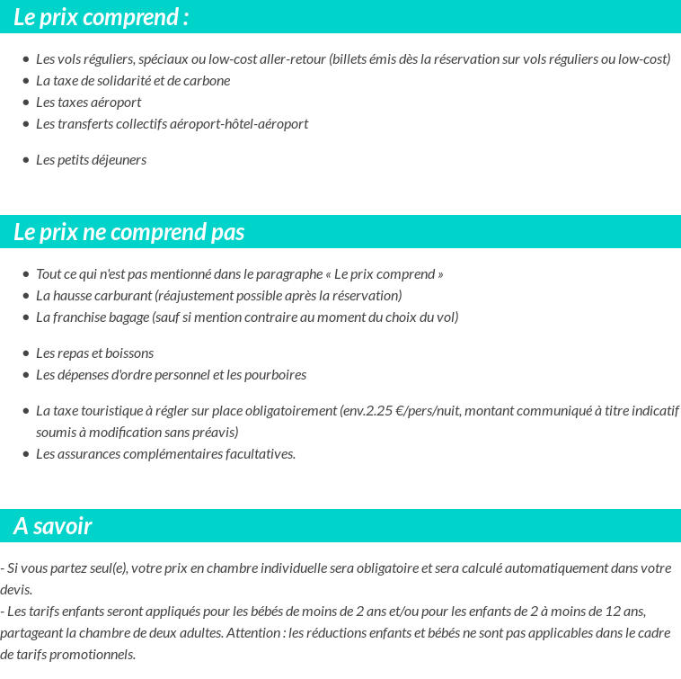Conditions tarifaires