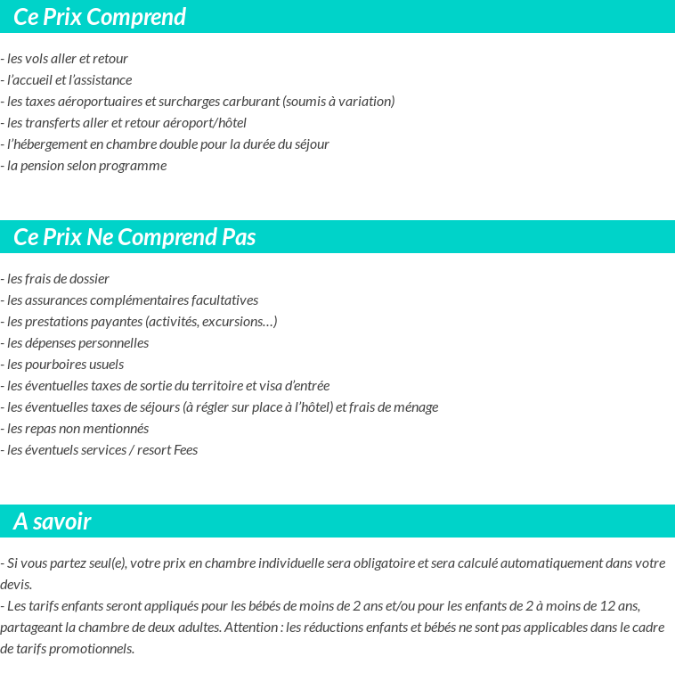 Conditions tarifaires