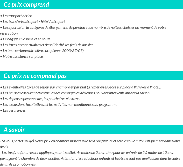 Conditions tarifaires