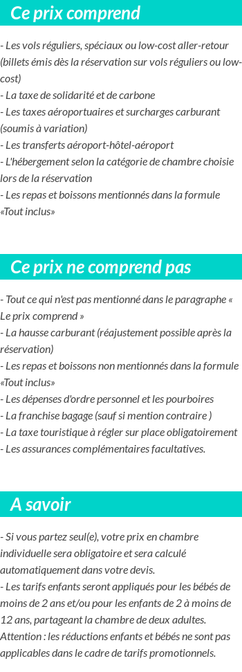Conditions tarifaires