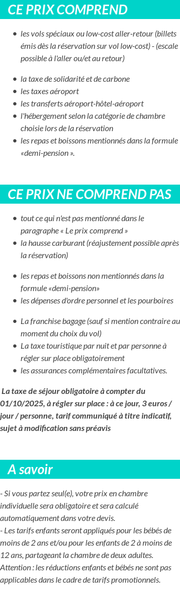 Conditions tarifaires